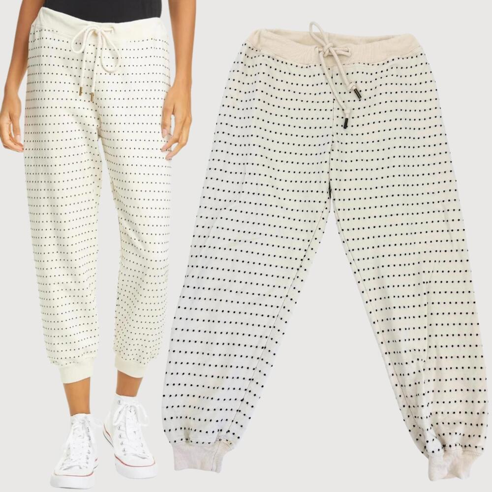 The Great Swiss Dot Crop Sweatpants Cream Black Sz 1